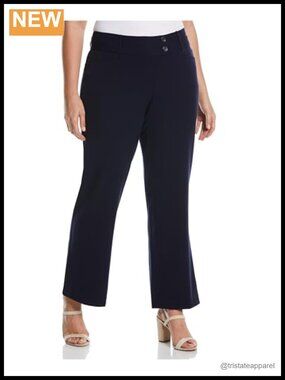 Plus Size Curvy Fit Boot Cut Gabardine Dress Pants
